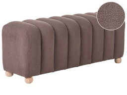 Wyld And Coco Cozynest Bed Bench In Brown Bouclé Upholstery With Wooden Legs, W111 X D40 X H45Cm - thumbnail 3