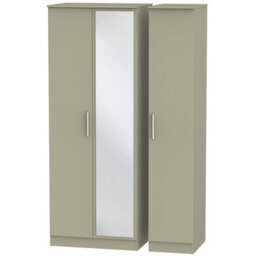 Trent Tall Triple Mirrored Wardrobe In Mushroom Gloss & Mushroom Matt (Ready Assembled) - thumbnail 1
