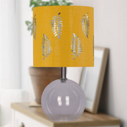 First Choice Lighting Set Of 2 Buck - Clear Glass Table Lamps With Ochre Fern Shade - thumbnail 4