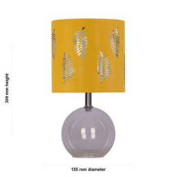 First Choice Lighting Set Of 2 Buck - Clear Glass Table Lamps With Ochre Fern Shade - thumbnail 3