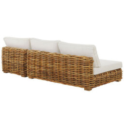 Beliani Garden Conversation Set Brown Rattan With White Cushions Right-Hand Modular Sofa And Square Coffee Table - thumbnail 6