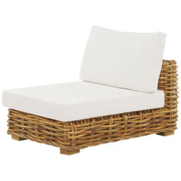 Beliani Garden Conversation Set Brown Rattan With White Cushions Right-Hand Modular Sofa And Square Coffee Table - thumbnail 8