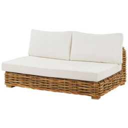 Beliani Garden Conversation Set Brown Rattan With White Cushions Right-Hand Modular Sofa And Square Coffee Table - thumbnail 7