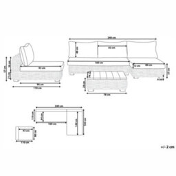 Beliani Garden Conversation Set Brown Rattan With White Cushions Right-Hand Modular Sofa And Square Coffee Table - thumbnail 3