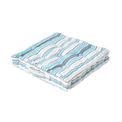 Homescapes Cotton New England Stripes Floor Cushion, 40 X 40 Cm - image 1