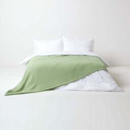 Homescapes Organic Cotton Waffle Blanket/ Throw Sage Green, 178 X 228 Cm - thumbnail 3