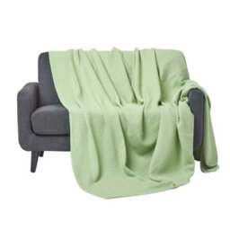 Homescapes Organic Cotton Waffle Blanket/ Throw Sage Green, 178 X 228 Cm - thumbnail 1