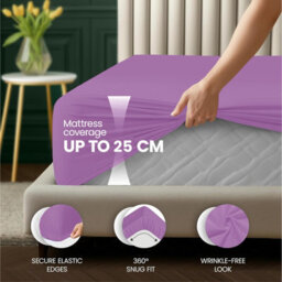 Aspire Homeware Purple Fitted Sheet-(25Cm) Deep Hotel Quality -Breathable Fitted Bed Sheets King (L)200 X (W)152Cm - thumbnail 2