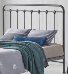 Save On Goods UK 4Ft6 Double Industrial,traditional Black Silver Textured Tubular Metal Bed Frame,strong,rustic Style Bedstead - thumbnail 5