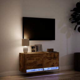 Berkfield Durable Tv Wall Cabinet With Led Lights Smoked Oak 80X31X35 Cm - thumbnail 5