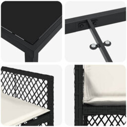 Berkfield Modern Garden Dining Set 5 Pcs Black Poly Rattan - thumbnail 9
