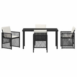 Berkfield Modern Garden Dining Set 5 Pcs Black Poly Rattan - thumbnail 7