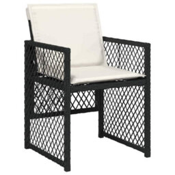 Berkfield Modern Garden Dining Set 5 Pcs Black Poly Rattan - thumbnail 6