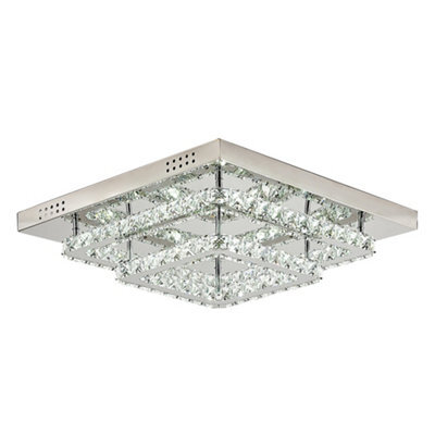 Darphe Chrome Plated Crystal Double Layers Led Ceiling Light, Living Room Square Crystal Chandelier - image 1
