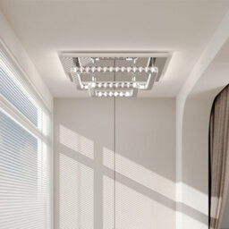 Darphe Chrome Plated Crystal Double Layers Led Ceiling Light, Living Room Square Crystal Chandelier - thumbnail 2