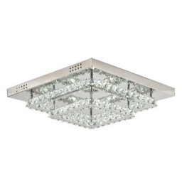 Darphe Chrome Plated Crystal Double Layers Led Ceiling Light, Living Room Square Crystal Chandelier - thumbnail 1