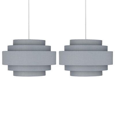 First Choice Lighting Pair Of Dark Grey 5 Tier Light Shades - image 1