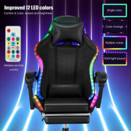 Gaming Chair With Rgb Led Illuminat Ergonomic Computer - thumbnail 3