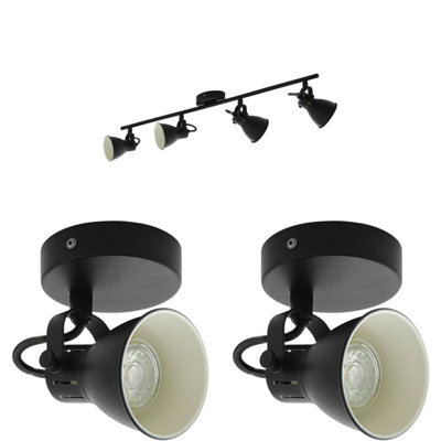 Modern Quad Ceiling Spot Light And 2 Matching Wall Sconces In Matt Black Finish - image 1