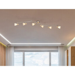 Luminosa Lighting Luminosa Gylfi Ceiling Spotlight Bar Nickel Matt Opal Glass Shade 6X E14 - thumbnail 3