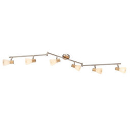 Luminosa Lighting Luminosa Gylfi Ceiling Spotlight Bar Nickel Matt Opal Glass Shade 6X E14