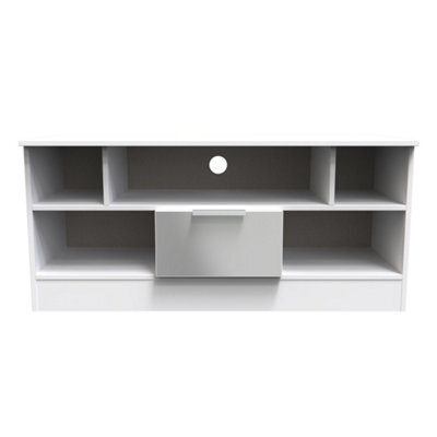 Dover 1 Drawer Open Tv Unit In Uniform Grey & White Matt (Ready Assembled) - image 1