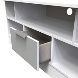 Dover 1 Drawer Open Tv Unit In Uniform Grey & White Matt (Ready Assembled) - thumbnail 5