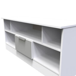 Dover 1 Drawer Open Tv Unit In Uniform Grey & White Matt (Ready Assembled) - thumbnail 4