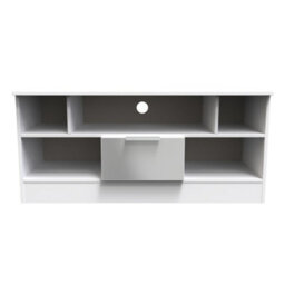 Dover 1 Drawer Open Tv Unit In Uniform Grey & White Matt (Ready Assembled) - thumbnail 1