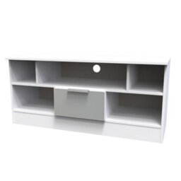 Dover 1 Drawer Open Tv Unit In Uniform Grey & White Matt (Ready Assembled) - thumbnail 3