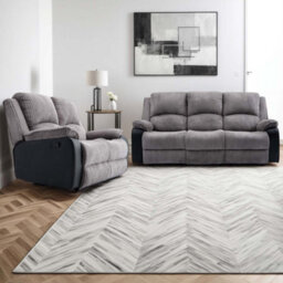 More4Homes Postana Manual Recliner Jumbo Cord 2+3 Seater Sofa Set (Grey)