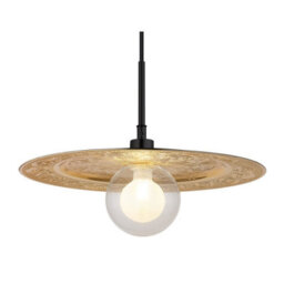 Luminosa Lighting Luminosa Riga Gold Dome Pendant Ceiling Light Matt Black 1X G9 - thumbnail 3