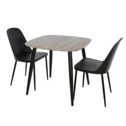 Core Products Aspen Grey Oak Effect 80Cm Square Dining Table With 2 Black Plastic Duo Design Chairs - thumbnail 8