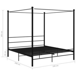 Vidaxl Canopy Bed Frame Without Mattress Black Metal 180X200 Cm Super King - thumbnail 6