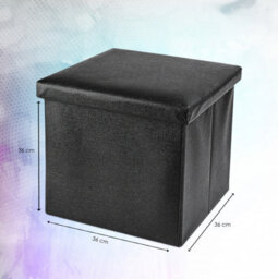 Arpan Ottoman Deluxe Foldaway Storage Blanket Toy Box Foldable Stool Seat Soft Padded (Black) - thumbnail 9