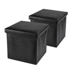 Arpan Ottoman Deluxe Foldaway Storage Blanket Toy Box Foldable Stool Seat Soft Padded (Black) - thumbnail 8