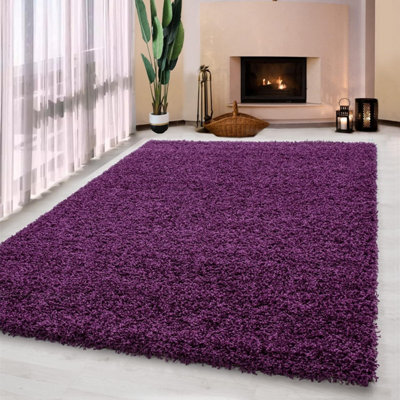 UETIAN Luxurious Shaggy Rugs Soft Extra Thick Area Rugs Heavy 5Cm Dense Pile For Living Room Bedroom Hallway (Purple, 80 X 150Cm) - image 1