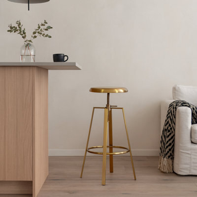 Wyld Haus Hobart Gold Brushed-Steel Adjustable Bar Stool 67-87 Cm - image 1