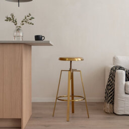 Wyld Haus Hobart Gold Brushed-Steel Adjustable Bar Stool 67-87 Cm