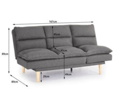 Home Detail Idris 3 Seater Dark Grey Fabric Padded Pillow Topped Wooden Legs Chaise Recliner Sofa Bed - thumbnail 5