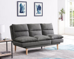 Home Detail Idris 3 Seater Dark Grey Fabric Padded Pillow Topped Wooden Legs Chaise Recliner Sofa Bed - thumbnail 1