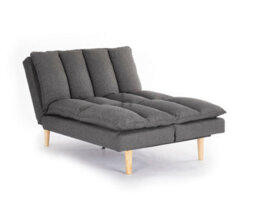 Home Detail Idris 3 Seater Dark Grey Fabric Padded Pillow Topped Wooden Legs Chaise Recliner Sofa Bed - thumbnail 3