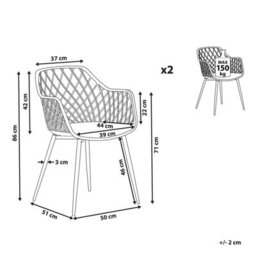 Beliani Set Of 2 Dining Chairs Nashua Light Grey - thumbnail 3
