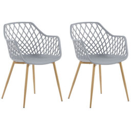 Beliani Set Of 2 Dining Chairs Nashua Light Grey - thumbnail 1