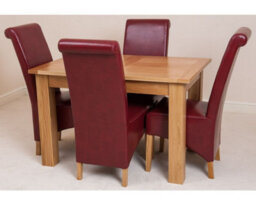 That's Furniture Hampton 120Cm - 160Cm Oak Extending Dining Table And 4 Chairs Dining Set With Montana Burgundy Leather Chairs - thumbnail 2