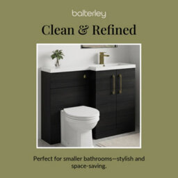 Balterley Right-Hand Bathroom Vanity And Wc Unit Combination With Basin - 1100mm - Woodgrain Black With Brushed Brass Handles - thumbnail 7