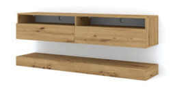 Arte Duo Wall Hung Tv Cabinet And Shelf Set In Oak Artisan 1600mm