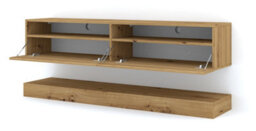 Arte Duo Wall Hung Tv Cabinet And Shelf Set In Oak Artisan 1600mm - thumbnail 2
