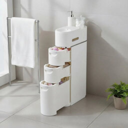 3 Drawers White Narrow Slim Storage Cabinet For Bathroom - thumbnail 1