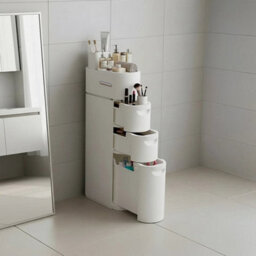 3 Drawers White Narrow Slim Storage Cabinet For Bathroom - thumbnail 3